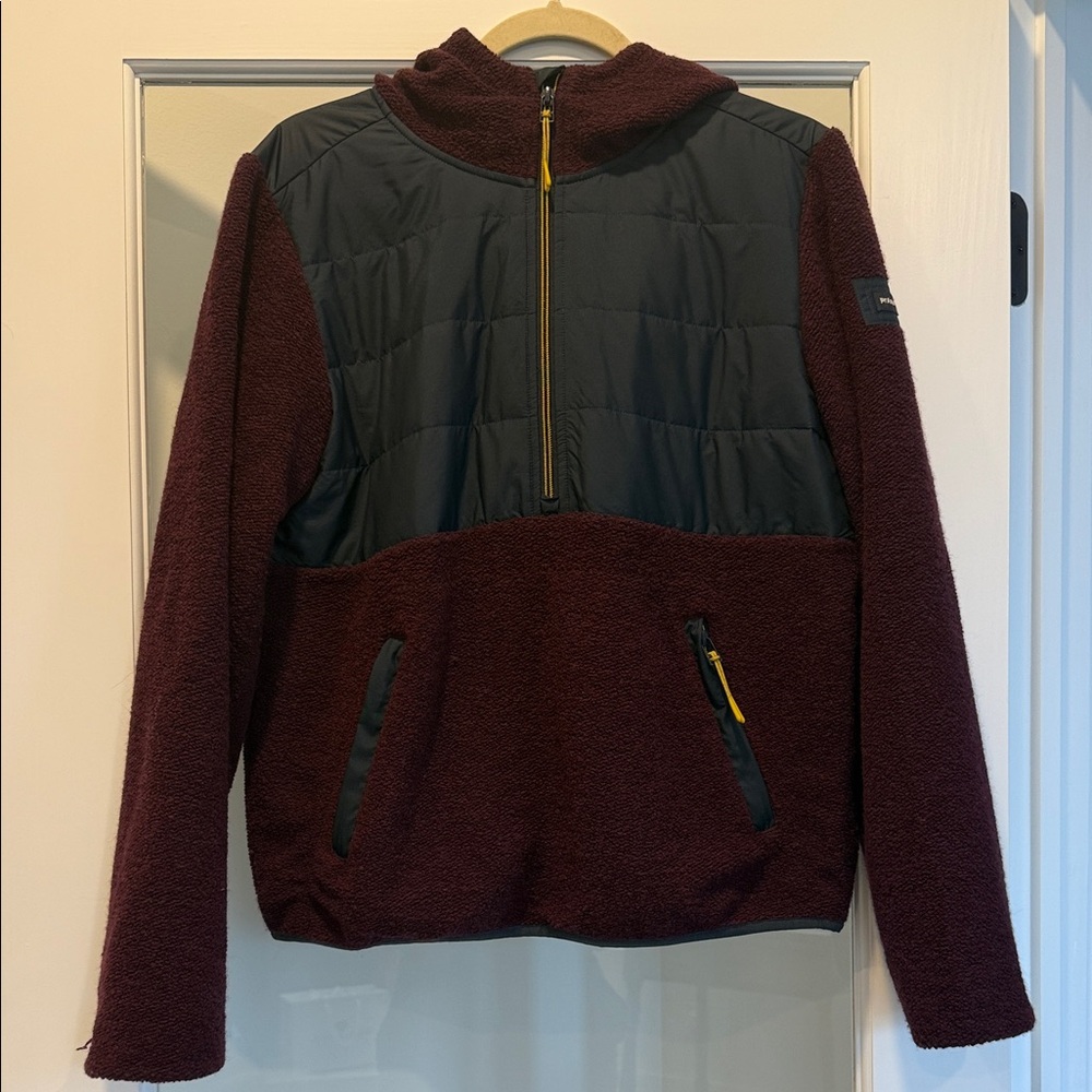 Prana Hooded Quarter Zip Lined Sweater, Medium